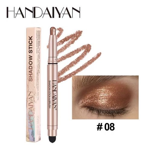 Handaiyan shadow stick with packaging and application on eye, brand name visible